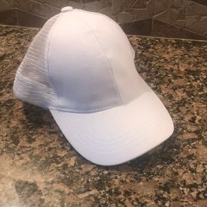 White pony tail hat